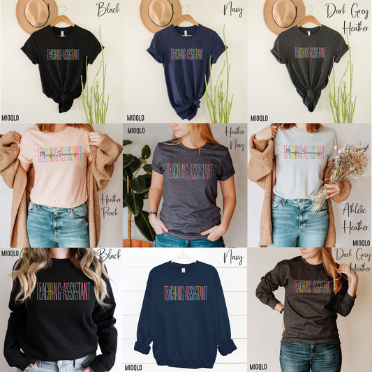 Custom Names Teaching Assistant Shirt Personalize Name Teachers Aide Tee Teacher's Office Gift New Paraprofessional Subs Birthday