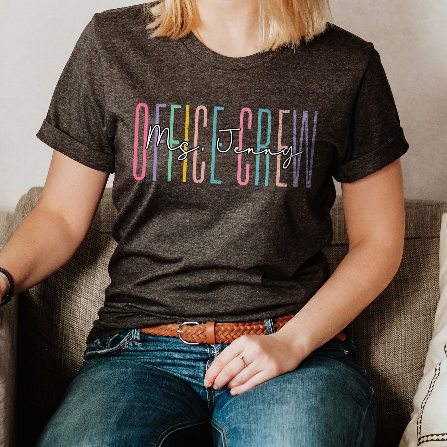Custom Names Office Crew Shirt Personalize Name Administrative Principal Office Gift Office Ladies Co-Worker Office Squad Dental Sweater Tee
