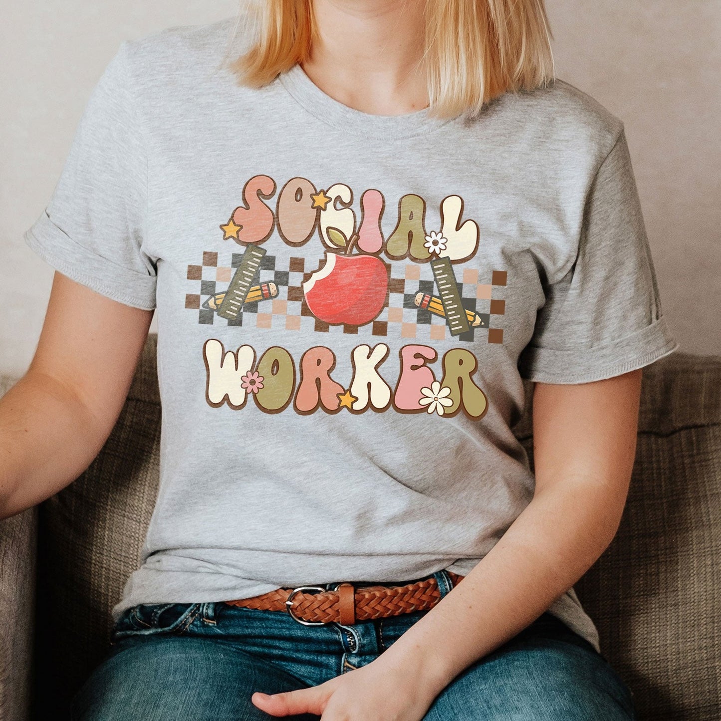 Custom Name Social Worker Shirt, Custom Teacher Shirts, Personalized School Social Worker Staff TShirt Gift For Social Worker Team Sweater