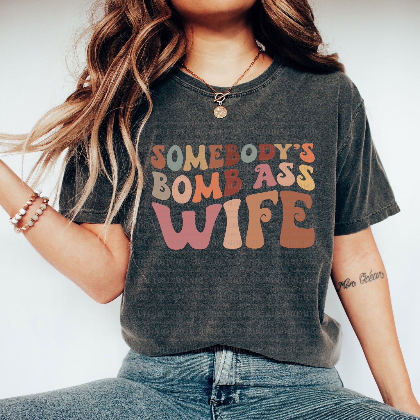 Somebody's Bomb Ass Wife, Boho Funny Sayings Sublimation PNG Digital Downloads