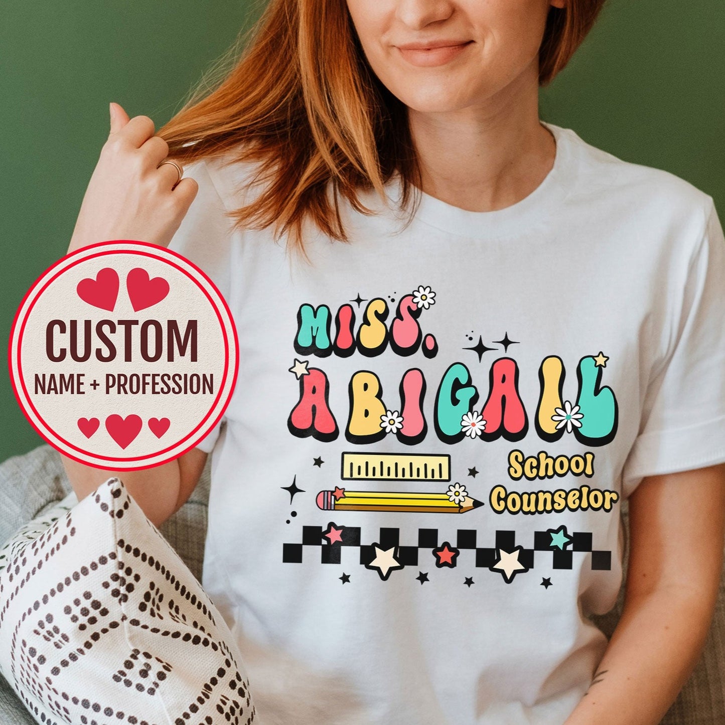 Custom Name School Counselor Shirt Personalize Guidance Advisor Counseling Office Teacher Tee Gift Birthday Counselor Week Sweater Christmas