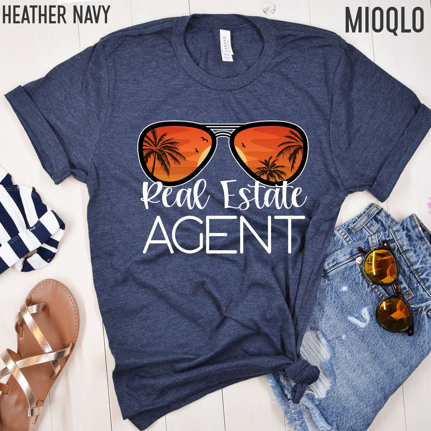 Real Estate Agent Sunset Sunglasses Shirt, Mortgage Lender Shirt, Vacation Holiday Orange Thank You Real Estate Loan Officer Realtor Gift Bday Tee