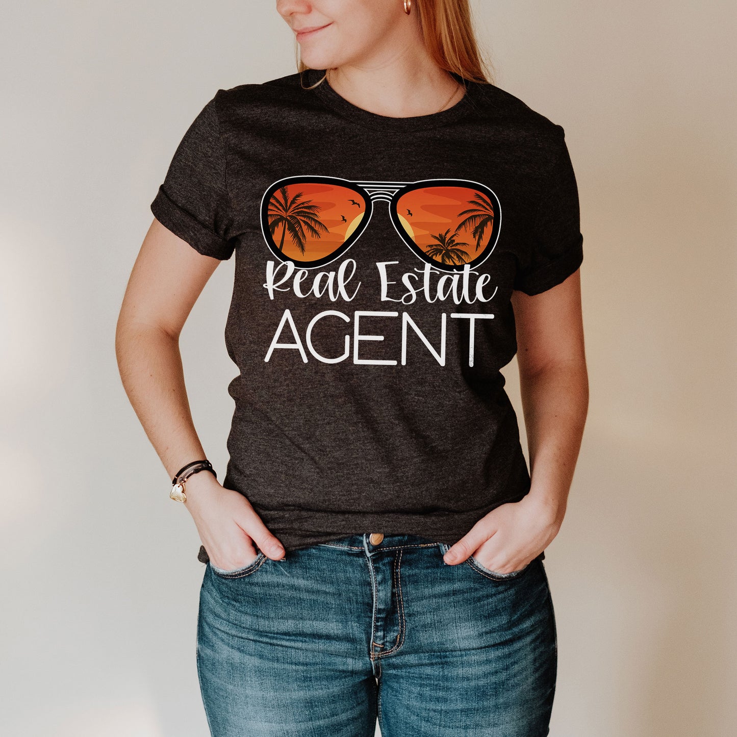 Real Estate Agent Sunset Sunglasses Shirt, Mortgage Lender Shirt, Vacation Holiday Orange Thank You Real Estate Loan Officer Realtor Gift Bday Tee