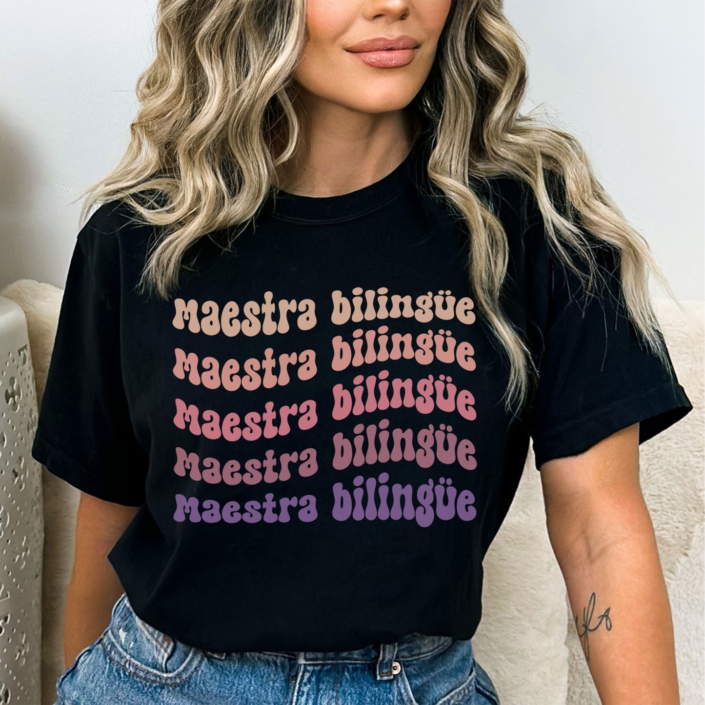 Custom Maestra Bilingüe Shirt, Teaching Spanish Teacher T-Shirt