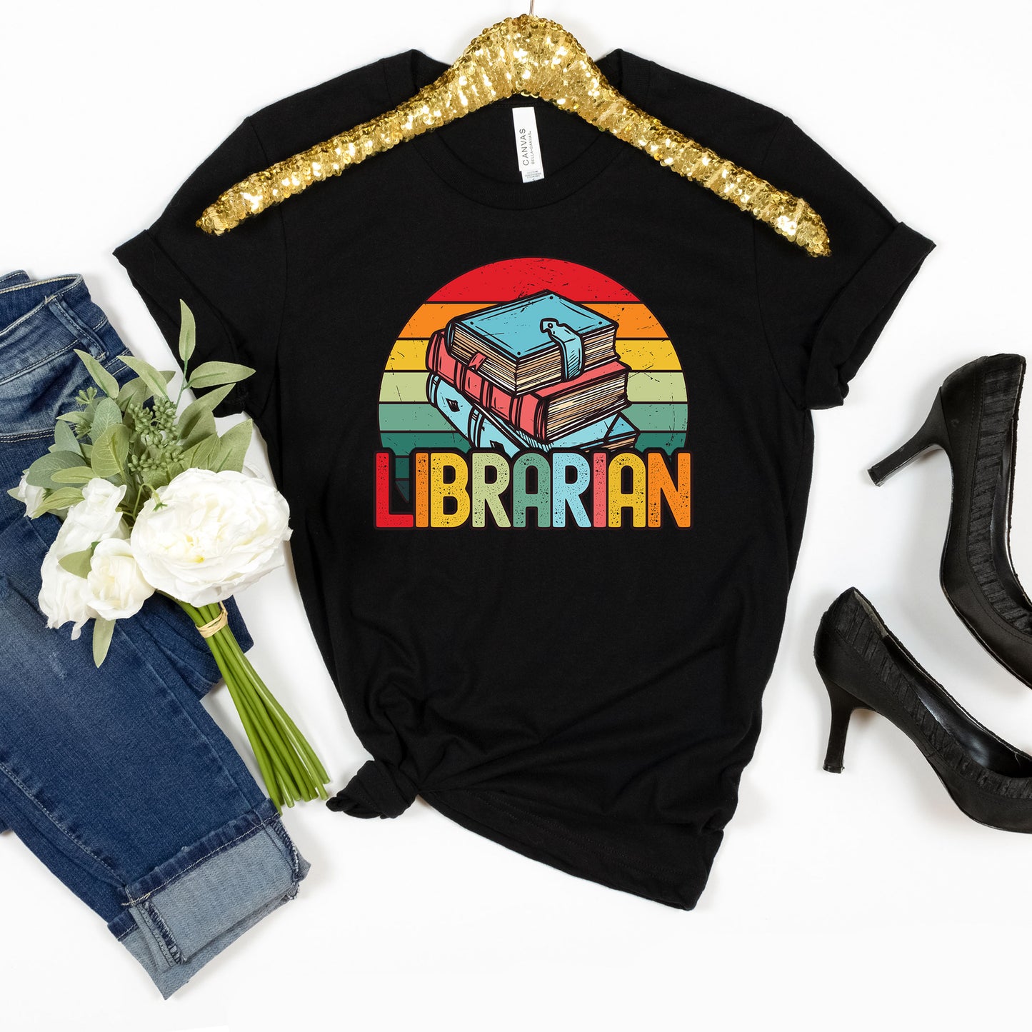 Librarian Shirt, Book Lover T-shirt, Sunset Retro Vintage Tee, Gift For Librarian, Library Book Reader Shirt, Reading Book Lover Nerd Shirt