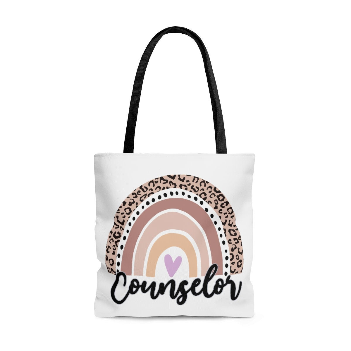School Counselor Tote Bag, Mental Therapist Shopping Bag, Boho Rainbow Grocery Bag, Counseling Tote Bag, Leopard Rainbow Bag, Counsel Bag