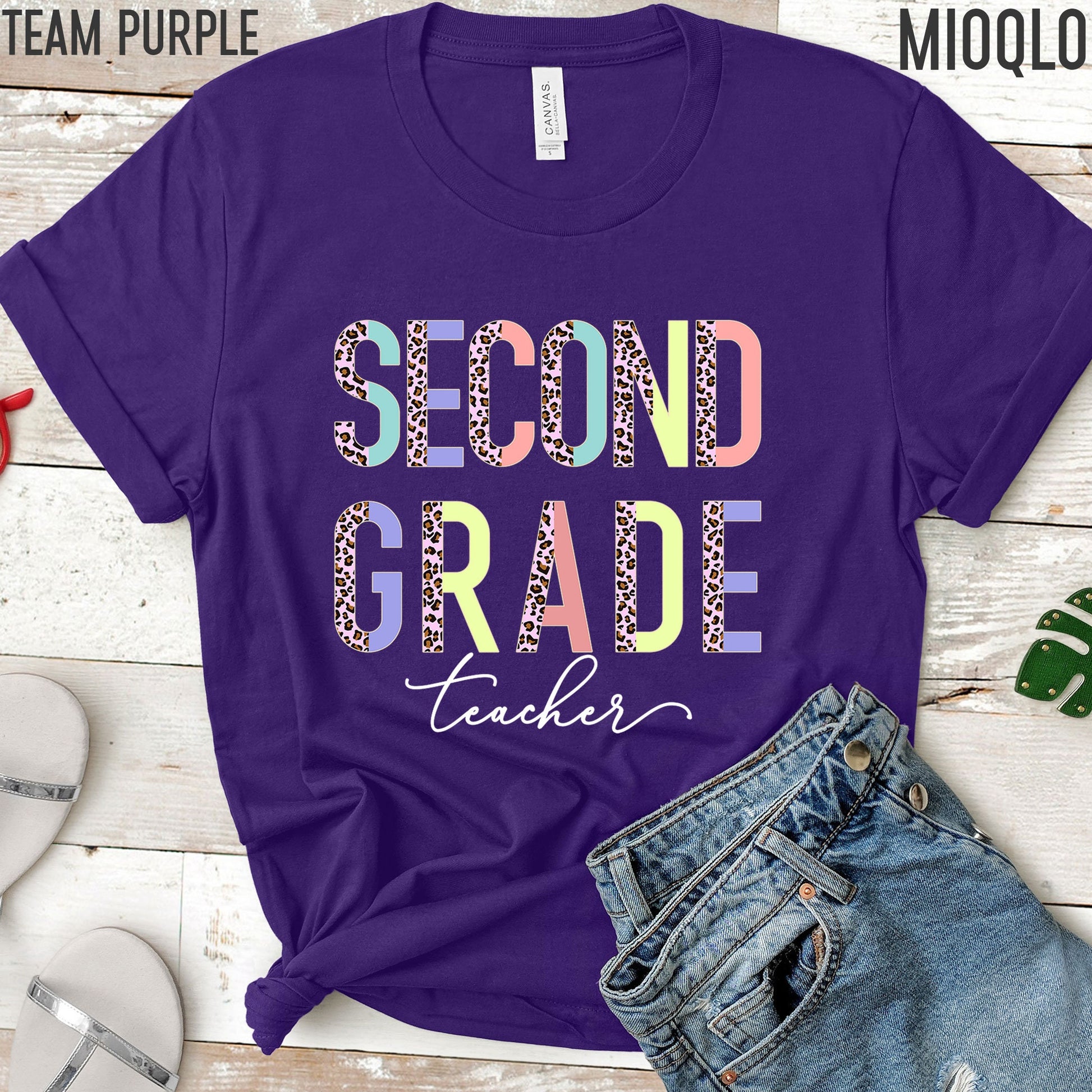 Second Grade Teacher, 2nd Grade Teacher Shirt, Grade Level Shirts, Half Pink Leopard Teacher Tee, Second Grade Squad Tribe Crew, Teacher Tee