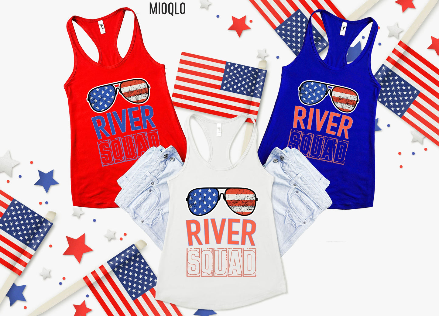 River Squad Tank Top, River Squad Shirt, Womens 4th Of July, Ladies American Tank, 4th July Tank Top, July 4th Shirt, River Vibes, Crew Tank
