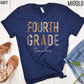 4th Grade Level Teacher Shirt, Hello Fourth Grade, Half Leopard, First Day of School Tee, Squad Tribe Crew, Gift For Teacher, Back to School
