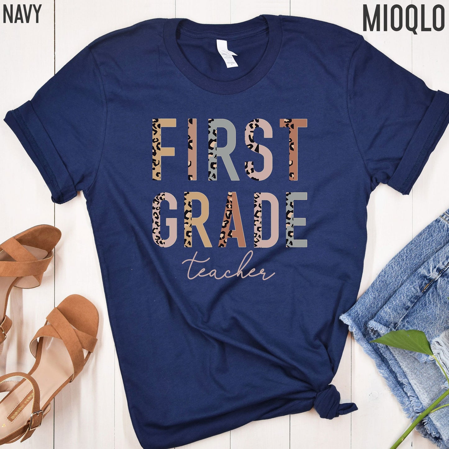 1st Grade Level Teacher Shirt, Half Leopard, First Day of School Tee, Squad Tribe Crew, Gift For Teacher, Hello First Grade, Back to School