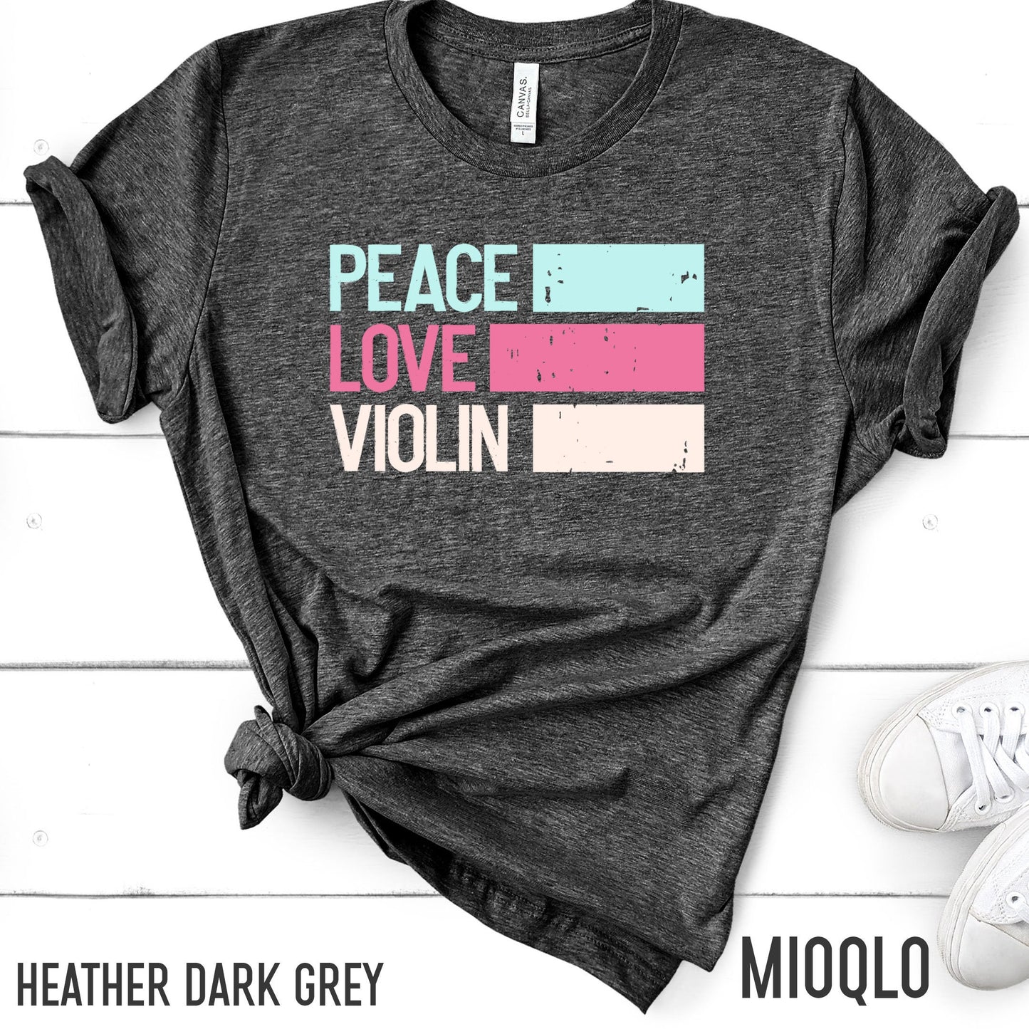 Peace Love Violin Shirt, Unisex Comfy Tee, Practice Violin Tank, Violin Lover Top, Rainbow Pastel Color Tank Top, Violinist Summer Learn Tee