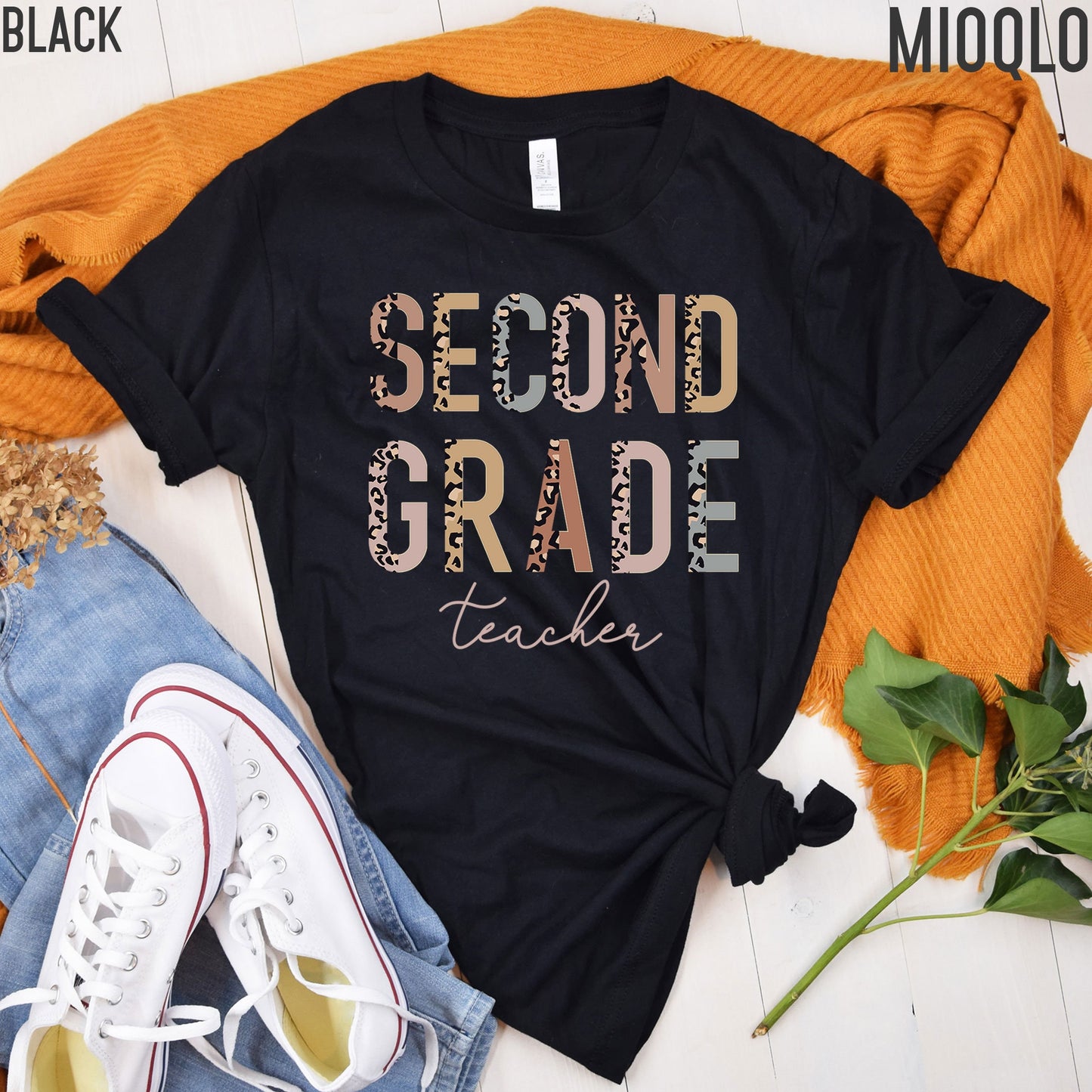 2nd Grade Level Teacher Shirt, Hello Second Grade, Half Leopard, First Day of School Tee, Squad Tribe Crew, Gift For Teacher, Back to School