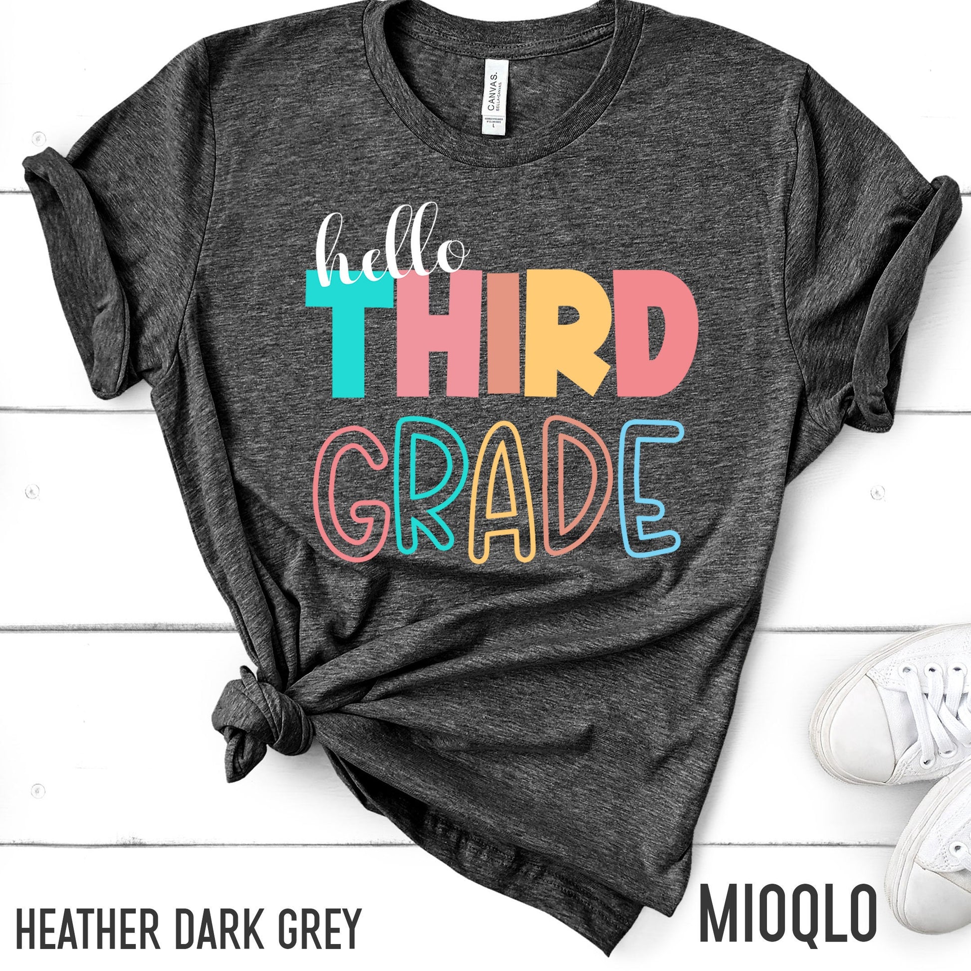 Hello Third Grade, 3rd Grade Level Teacher Shirt, Elementary First Day of School Tee, Squad Tribe Crew, Teacher Team Spirit, Back to School