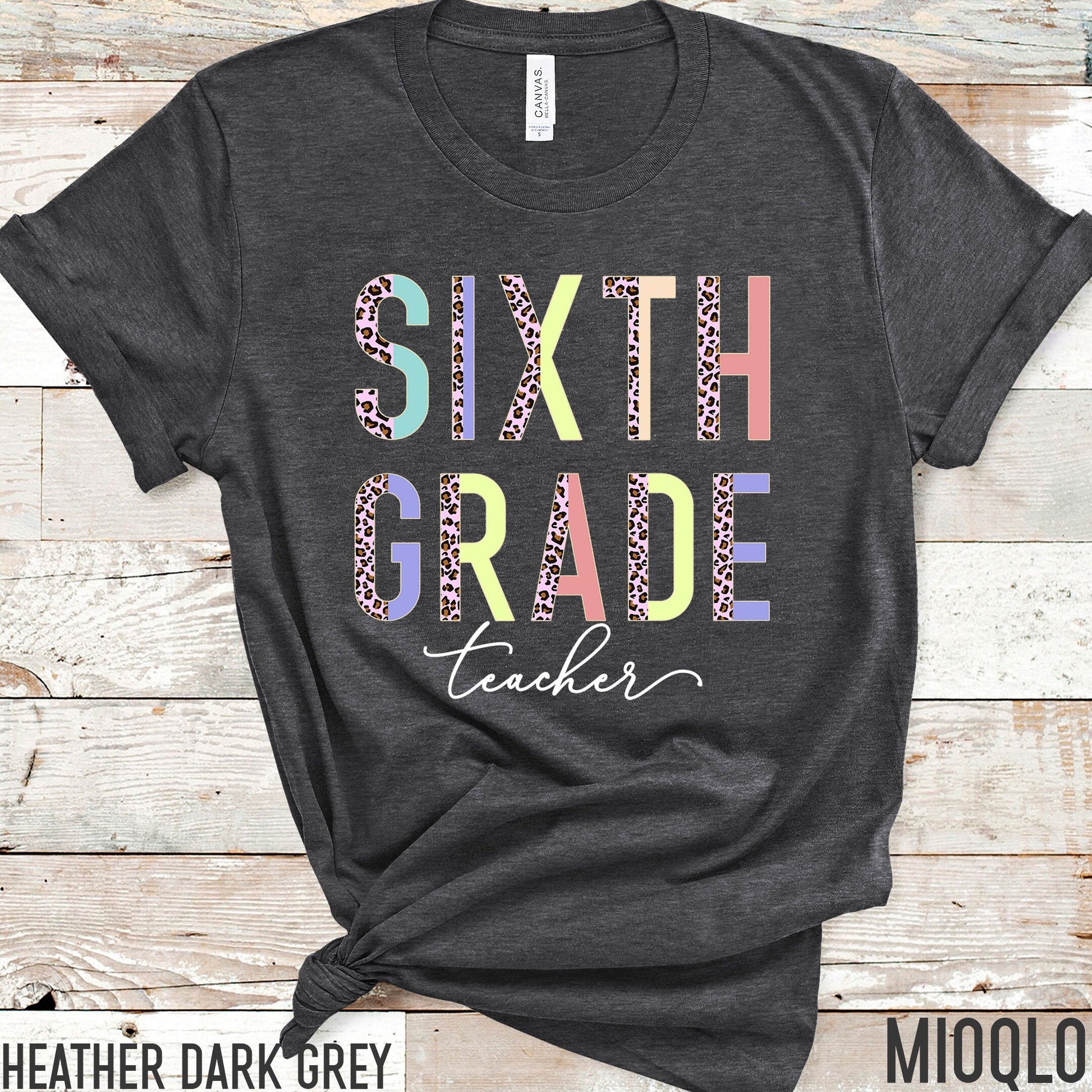 Sixth Grade Teacher, 6th Grade Teacher Shirt, Grade Level Shirts, Half Pink Leopard Teacher Tee, 6th Grade Squad Tribe Team Middle School