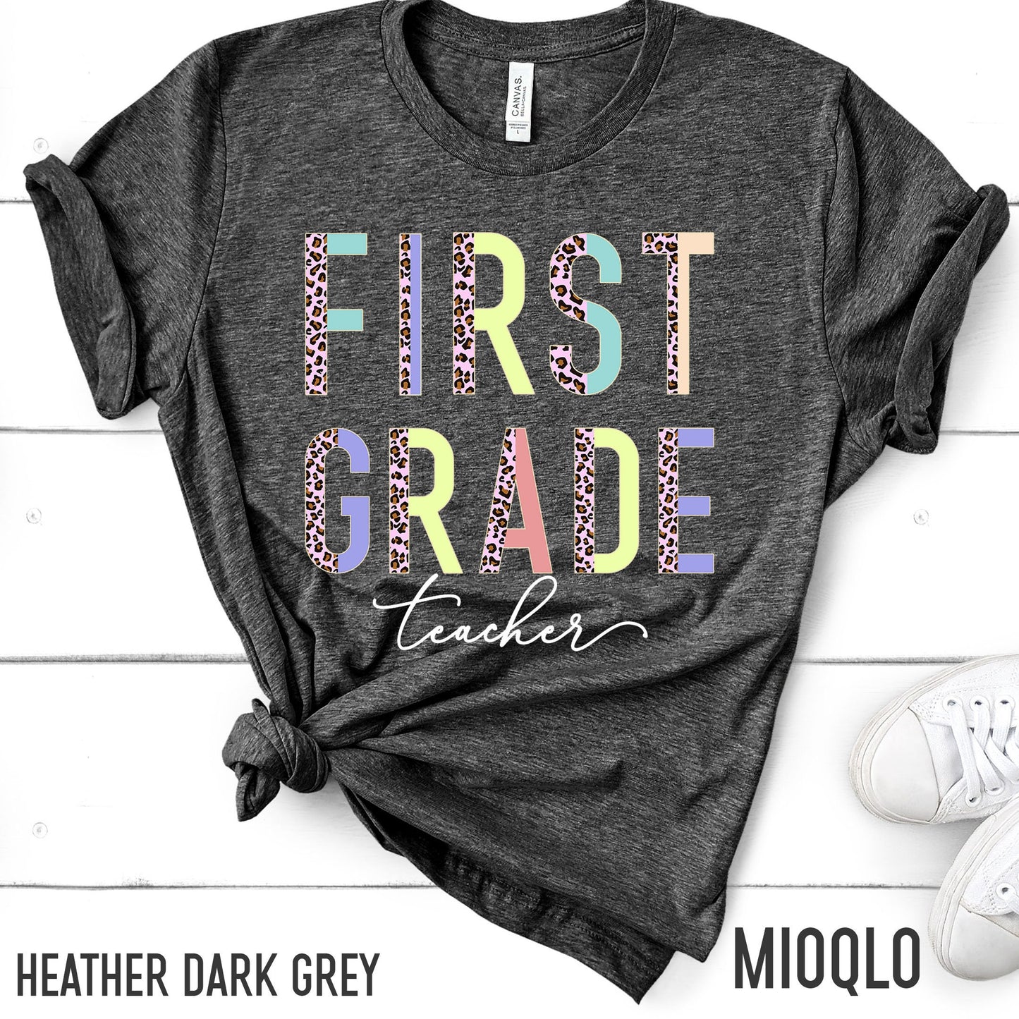 First Grade Teacher, 1st Grade Teacher Shirt, Grade Level Shirts, Half Pink Leopard Teacher Tee, First Grade Squad Tribe Crew, Teacher Tee