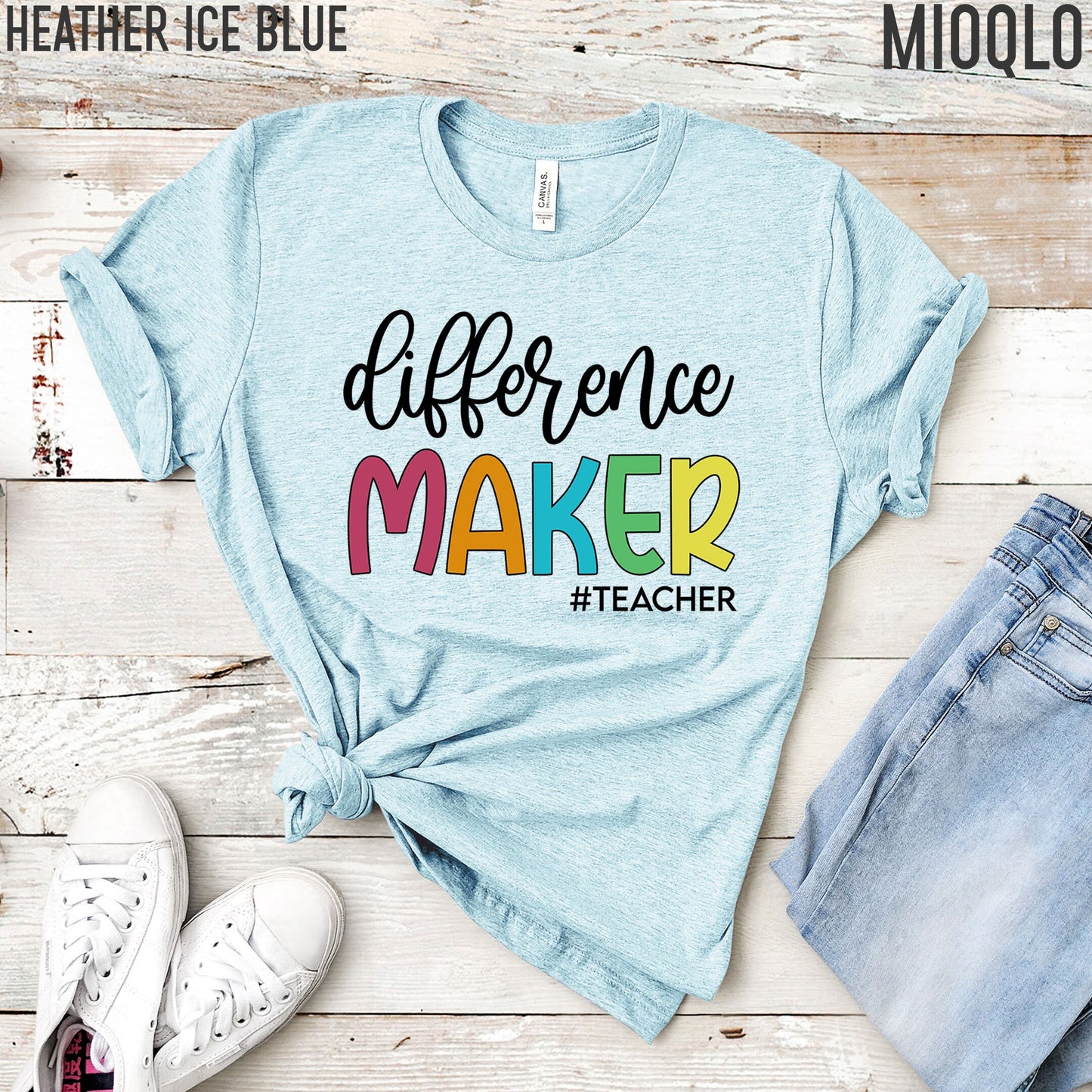 Difference Maker Shirt, Women's Comfy Rainbow Tee, Teacher Shirt, Teacher Life Gift Tshirt, Teacher Appreciation Tee, Cute Teacher Tank Top