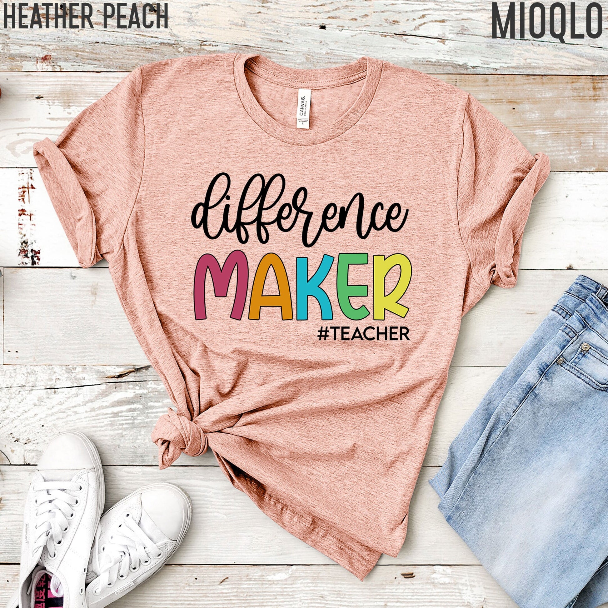 Difference Maker Shirt, Women's Comfy Rainbow Tee, Teacher Shirt, Teacher Life Gift Tshirt, Teacher Appreciation Tee, Cute Teacher Tank Top