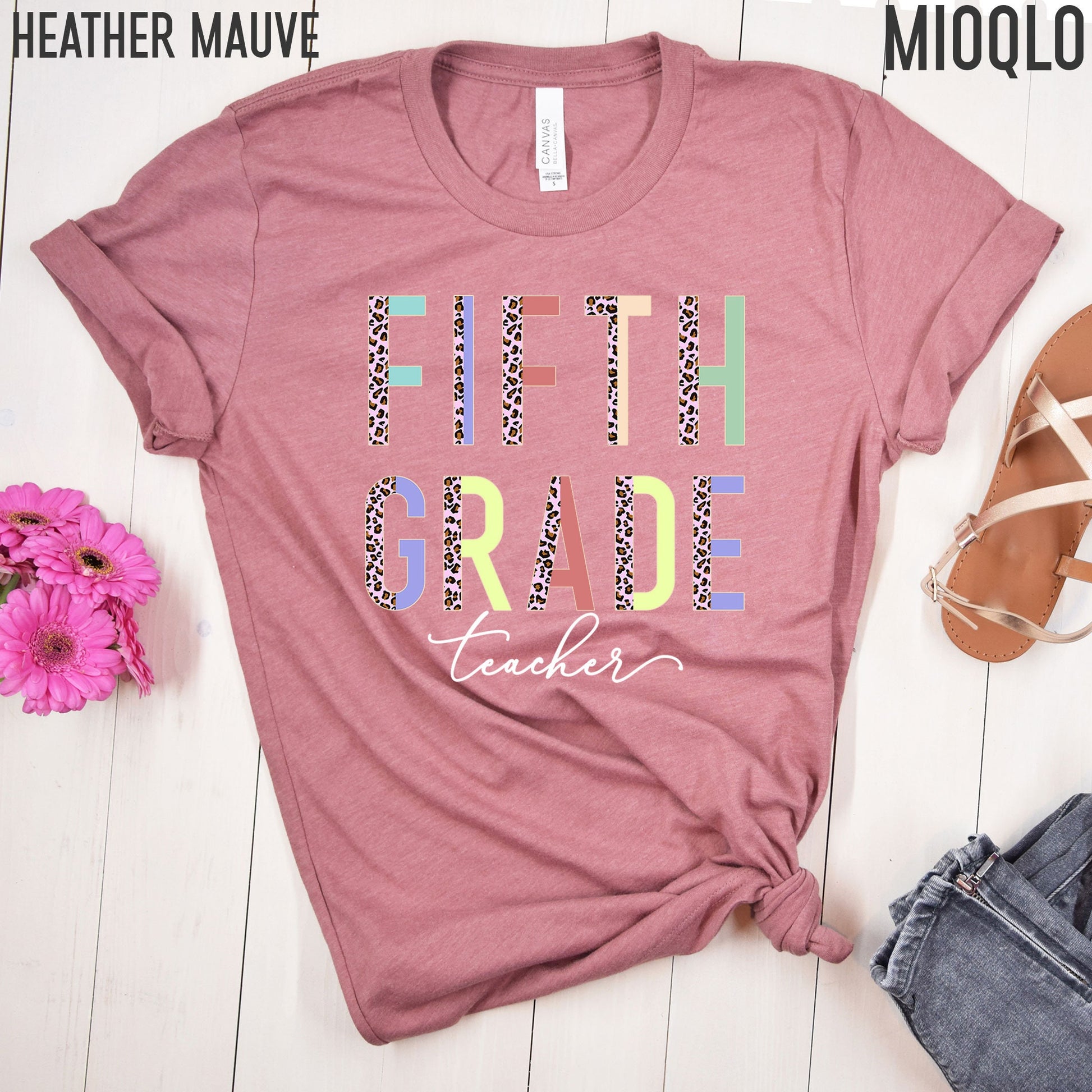 Fifth Grade Teacher, 5th Grade Teacher Shirt, Grade Level Shirts, Half Pink Leopard Teacher Tee, Second Grade Squad Tribe Crew, Teacher Tee