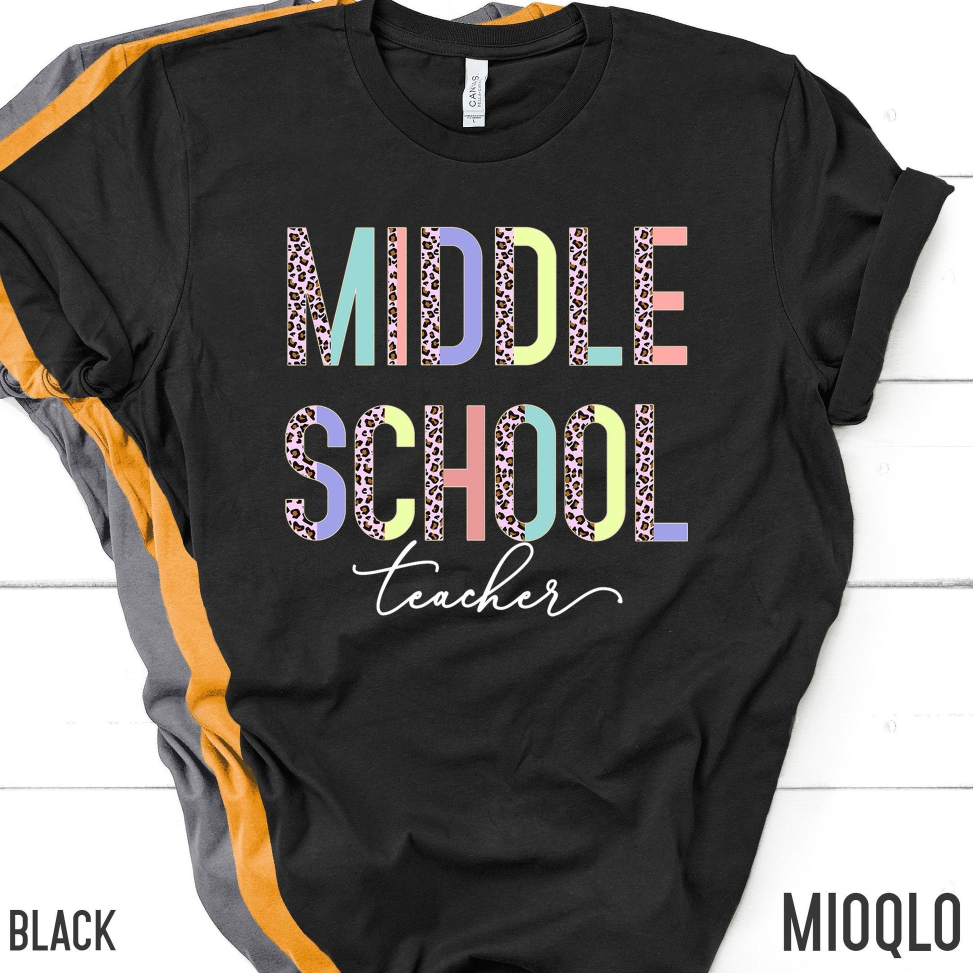 Middleschool Teacher, Middle School Teacher Shirt, Grade Level Shirts, Half Pink Leopard Teacher Tee, Second Grade Squad Tribe Crew Team Tee