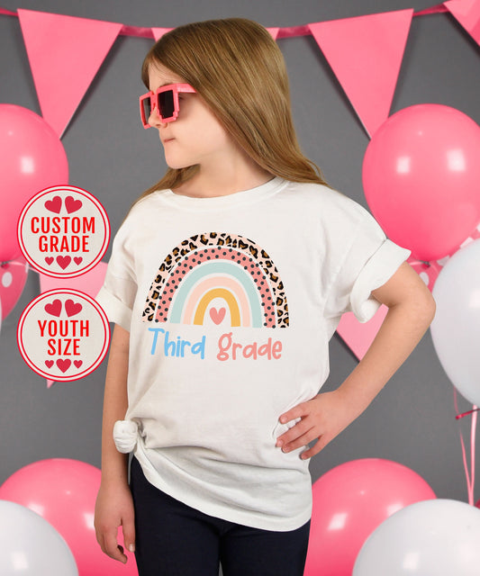 Third Grade Outfit, Rainbow Colored Text Custom Grade Grade Shirt, First Day Of School Tee, Back To School Tee, 2nd, 4th, 5th Grade School