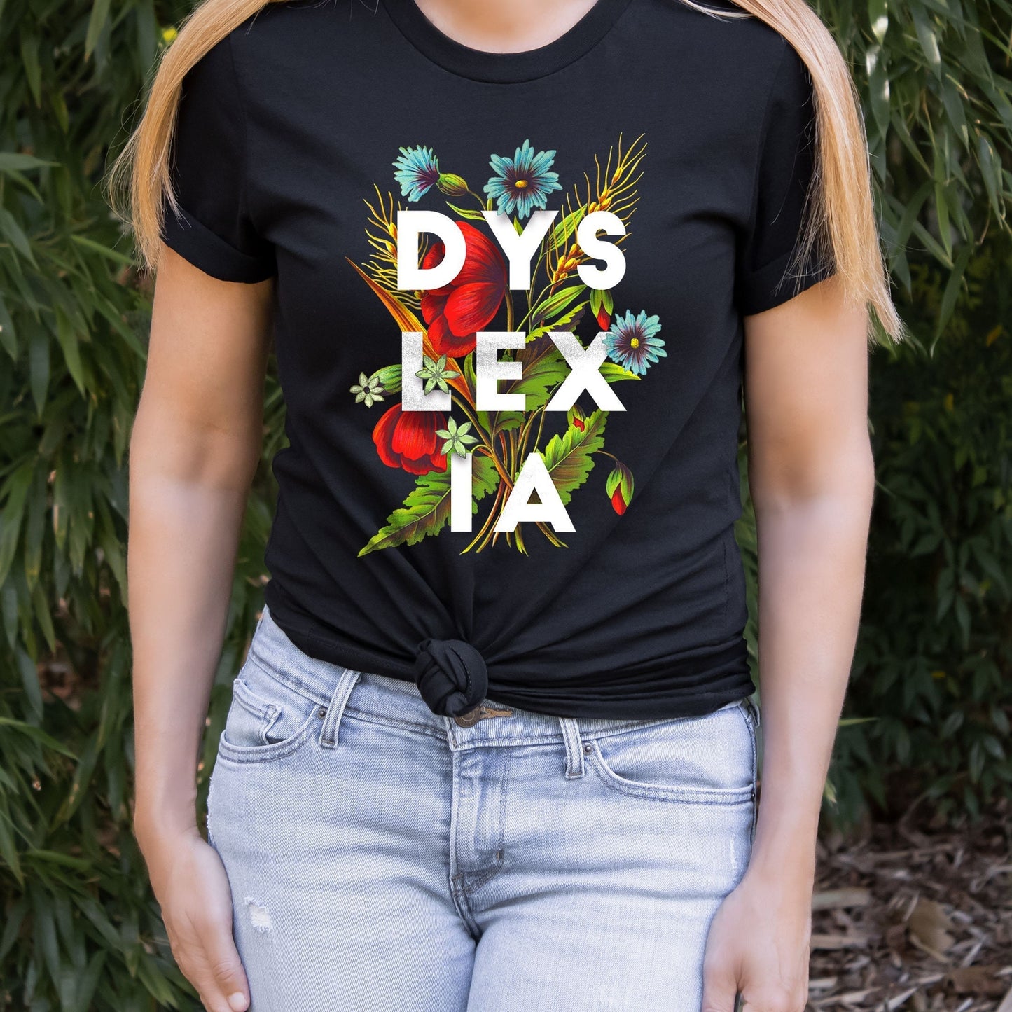 Dyslexia Flower Shirt, Brain Paraprofessional Tee, Specials Dyslexia Autism Awareness Month, Reading Dyslectic Crewneck T-Shirt