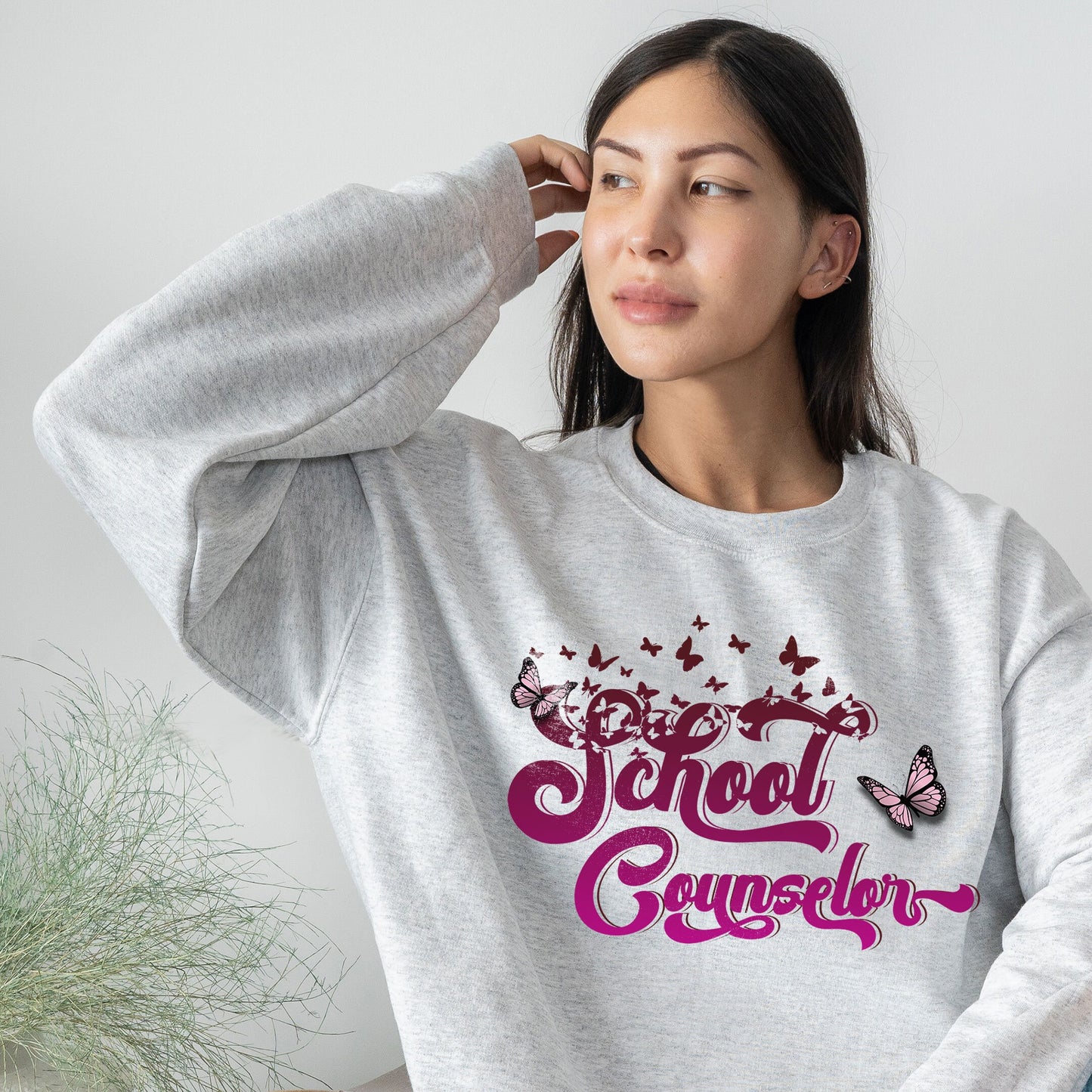 School Counselor Sweatshirt, Counselor Flower Floral Butterfly, Admin Counseling Office, School Counselor Sweater Gift, Administrative Staff