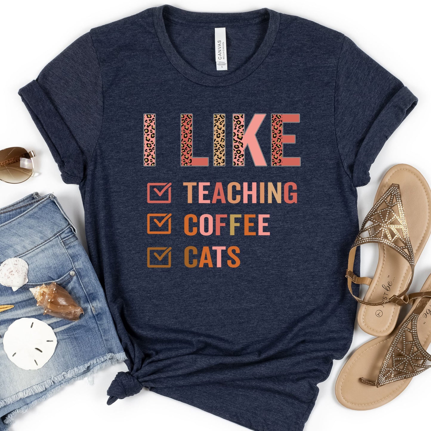 Custom Check Marks Lists Tee, I Like Teaching Coffee Cats Shirt, Cat Lover Shirt, Funny Cat Teacher Mom Shirt, Cat Lover Birthday Bday Gift