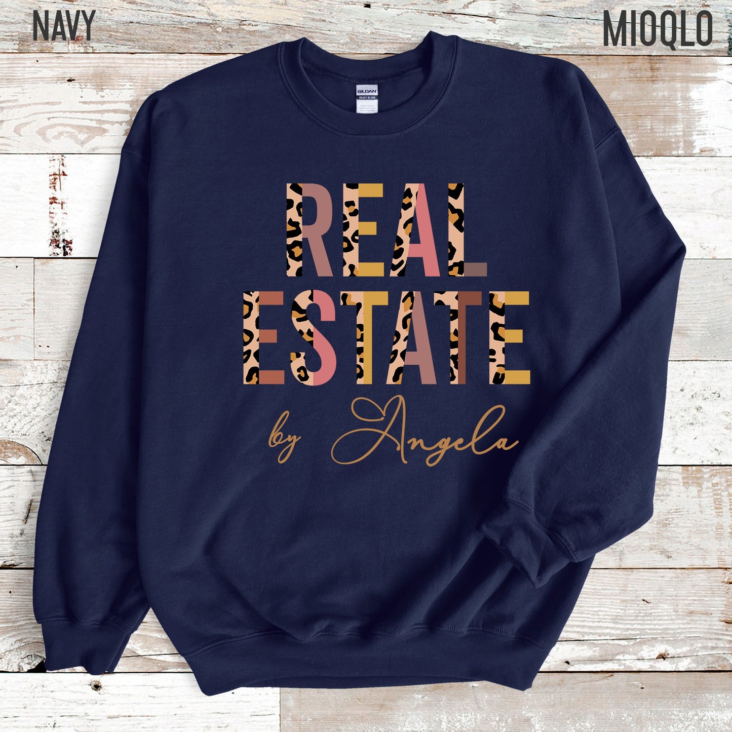 Custom Name Real Estate Agent Sweatshirt, Real Estate Sweater Gift, Leopard Print Realtor Listing Mom Sweatshirt, Sold By Real Estate Agent