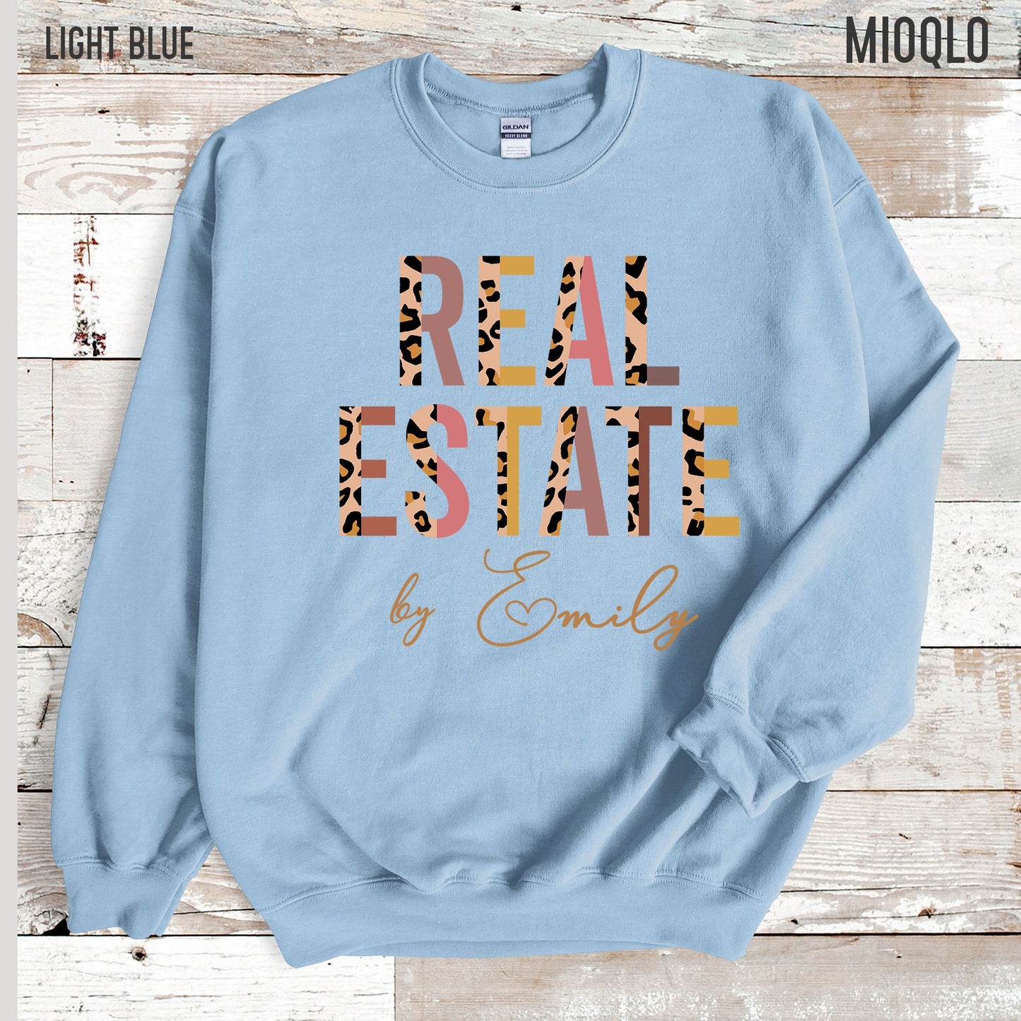 Custom Name Real Estate Agent Sweatshirt, Real Estate Sweater Gift, Leopard Print Realtor Listing Mom Sweatshirt, Sold By Real Estate Agent