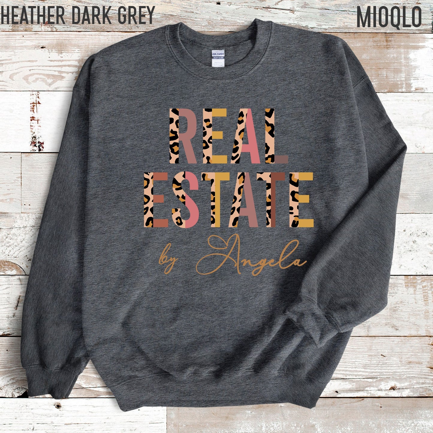 Custom Name Real Estate Agent Sweatshirt, Real Estate Sweater Gift, Leopard Print Realtor Listing Mom Sweatshirt, Sold By Real Estate Agent