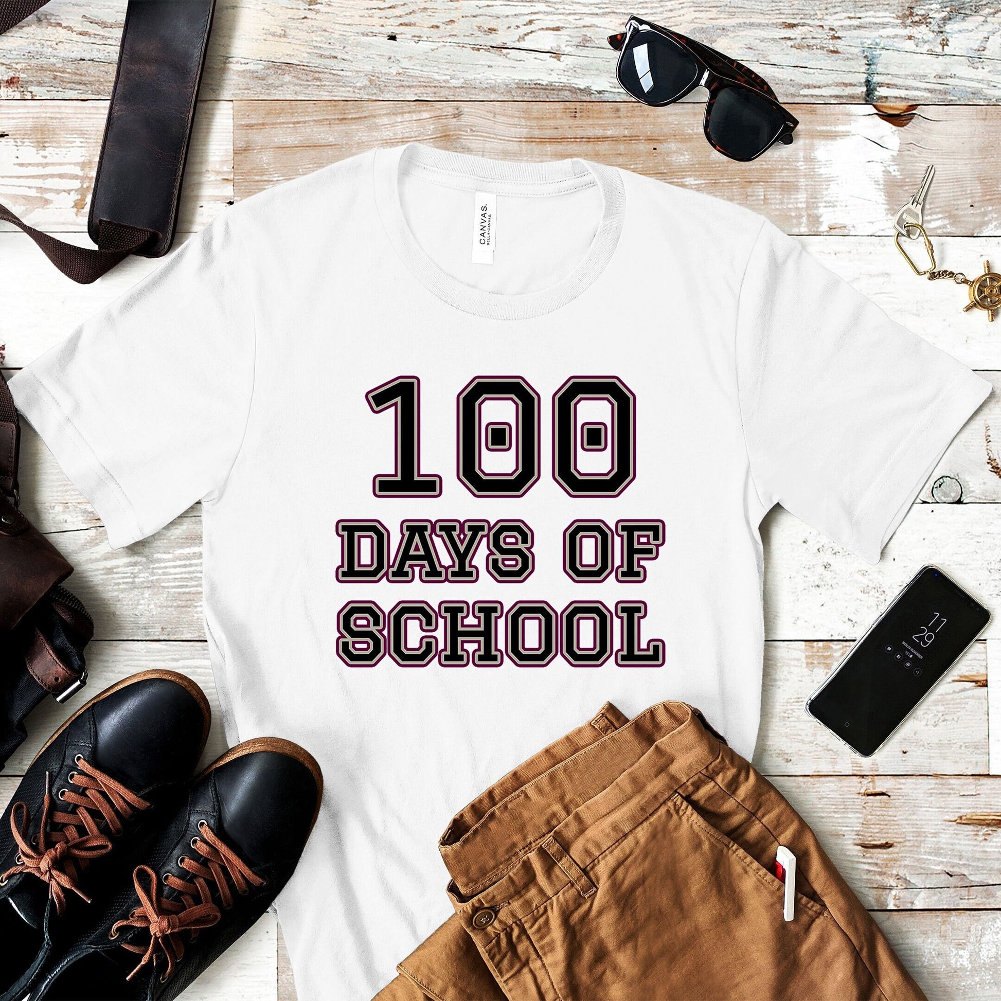 100 Days of School Shirt, First 100 Day of School Shirt, Funny Back to School Tee, Funny 100 Day School Shirt, Simple Teacher Celebration