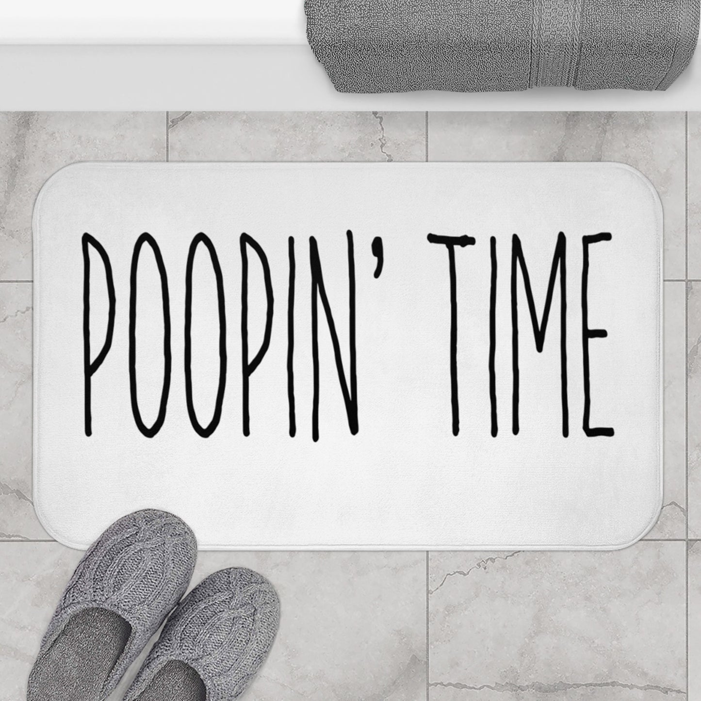 Poopin Time Bath Mat Sign, Home Bath Mat, Rae Dunn Mat, Pooping Bath Home Decoration, Bathroom Bath Mat, Funny Bath Decor Rug Funny Mat Gift