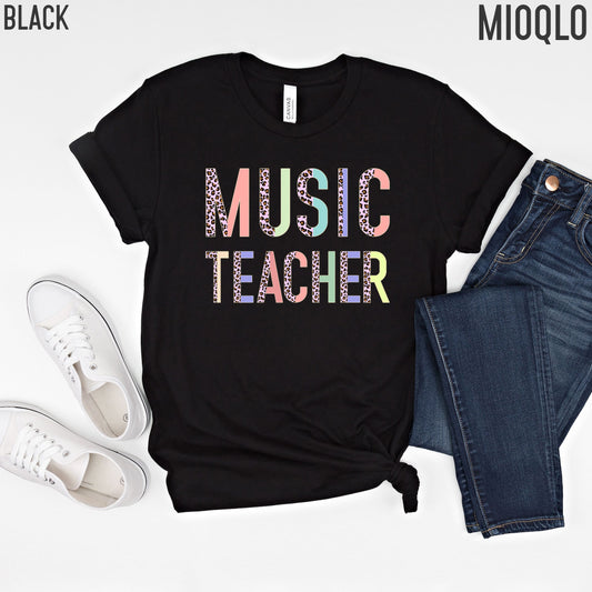 Music Teacher Shirt, Musical Teacher Gifts, Music Singing Instructor Appreciation Gift, Music Education Teacher Dot Day 100th School Day Tee