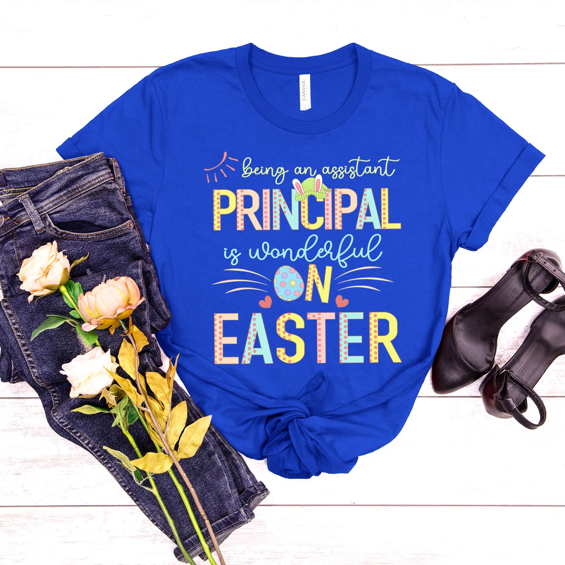 Being An Assistant Principal Is Wonderful On Easter Shirt, Preschool Elementary School Hip Hop Easter Tee Admin Staff Office Matching Bunny