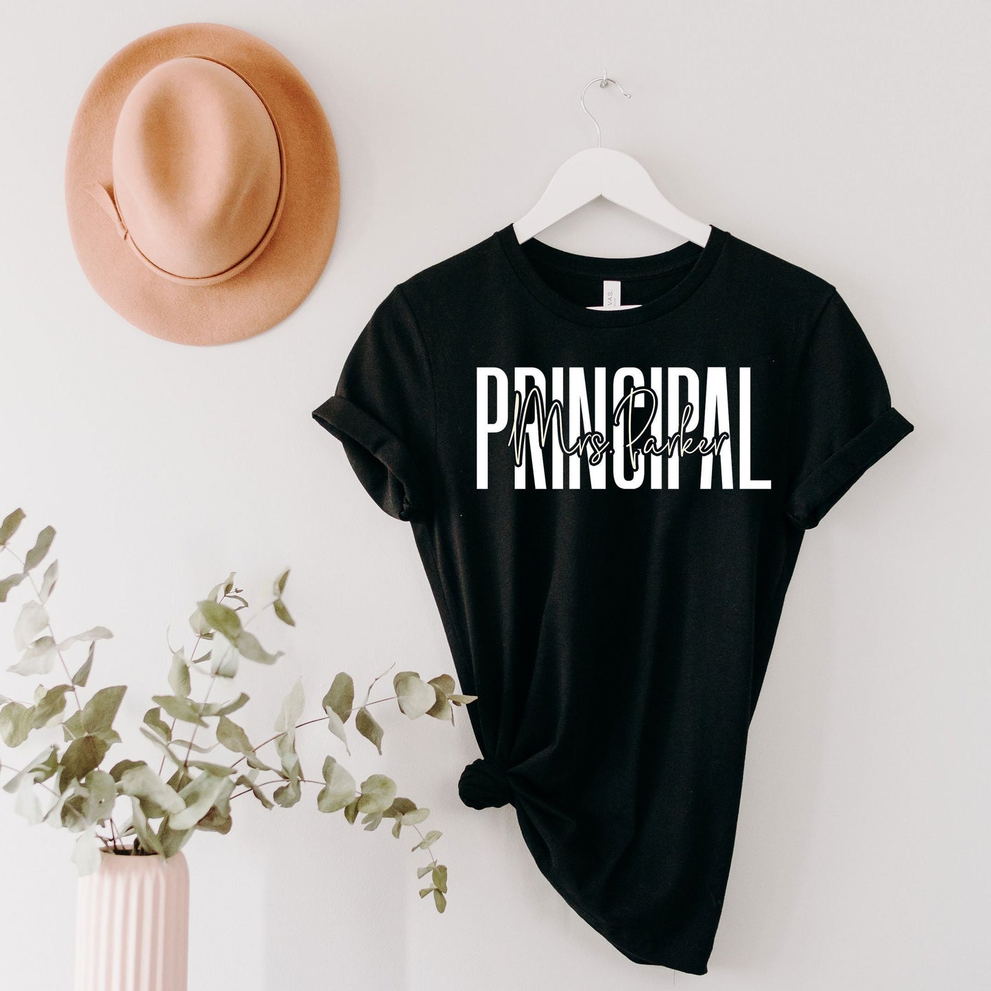 Custom Names Principal T-Shirt, Personalized Names Principal Gifts, Director School Leader Admin Principal Team Tee For Women's Birthday Tee