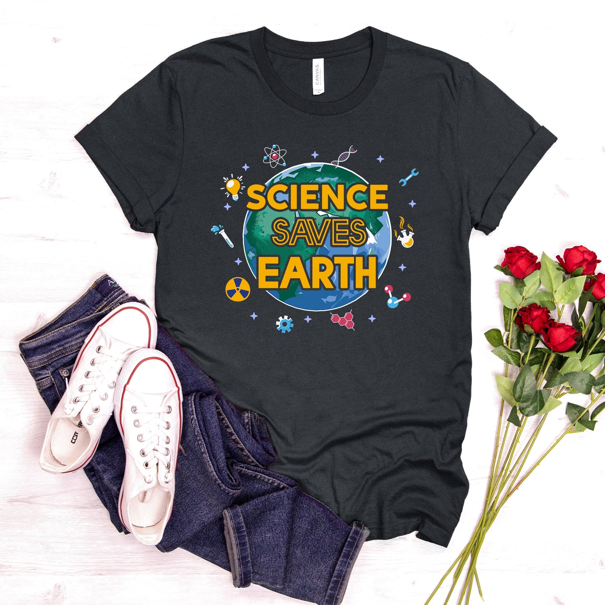 Science Saves Earth Shirt, Middle High School Science Teacher Gift Bday College Science Students Tee, College Undergrad Professor Earth Week