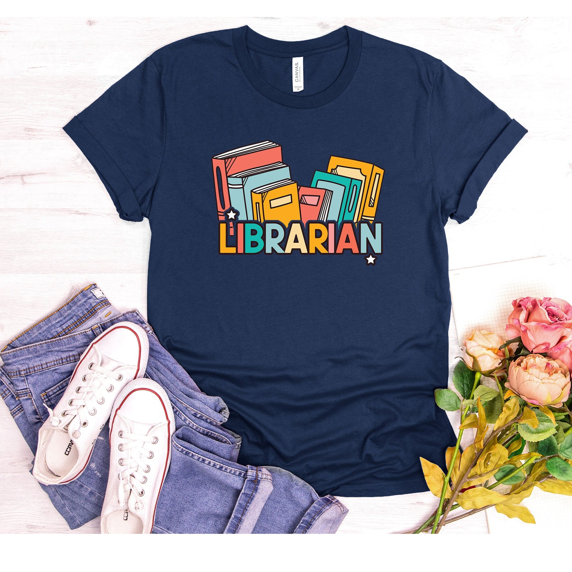 Librarian Shirt, Book Lover T-shirt, Colorful Books Tee, Gift For Librarian, Library Book Reader Shirt, Reading Book Lover Nerdy Nerd Smart