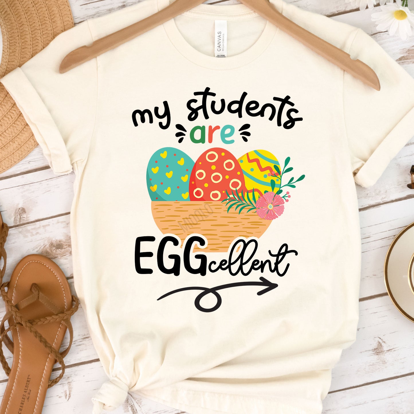 My Students Are EGGcellent Excellent Easter Shirt, Preschool Kinder Teacher Rabbit Ear Teaching Elementary School Hip Hop Easter EGG Basket