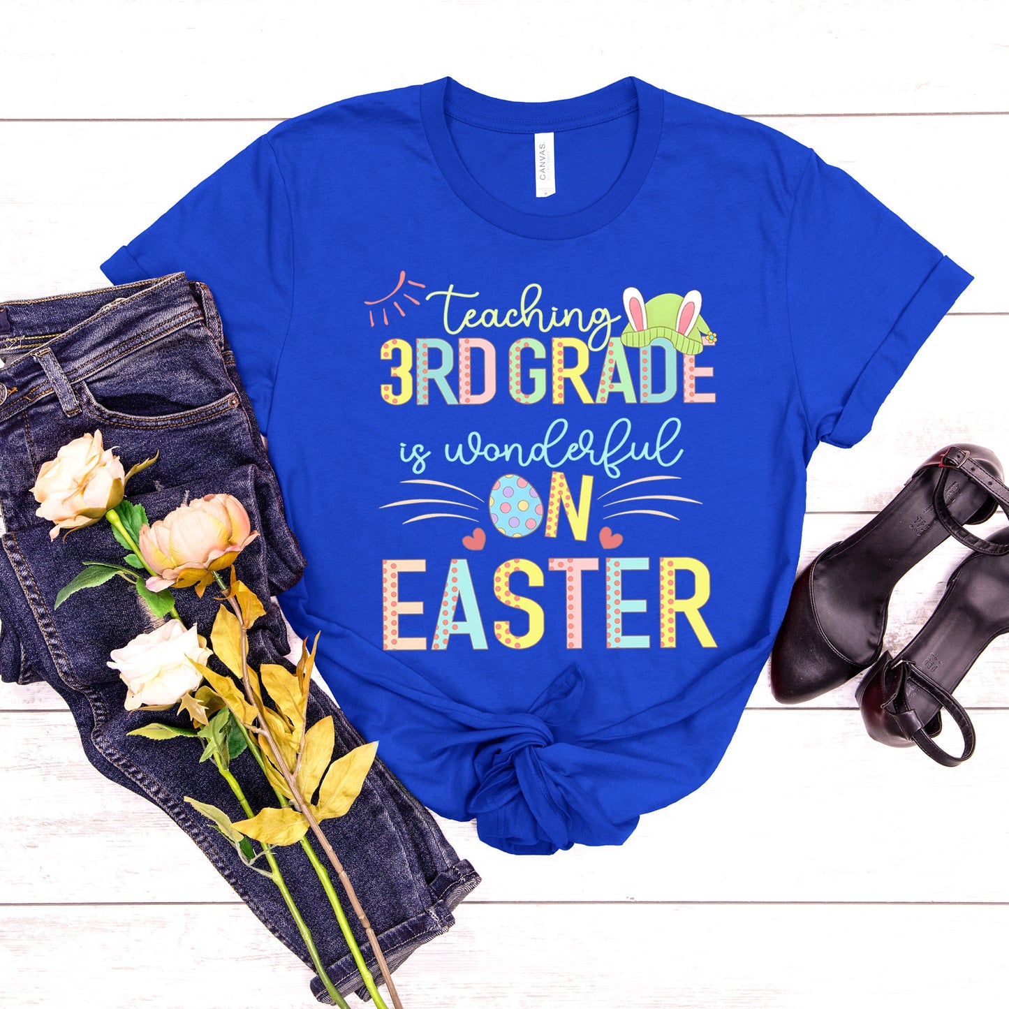 Teaching 3rd Grade Is Wonderful On Easter Shirt, Third Grade Elementary School Hip Hop Easter Tee Happy Easter Teacher Team Hoppy Bunny